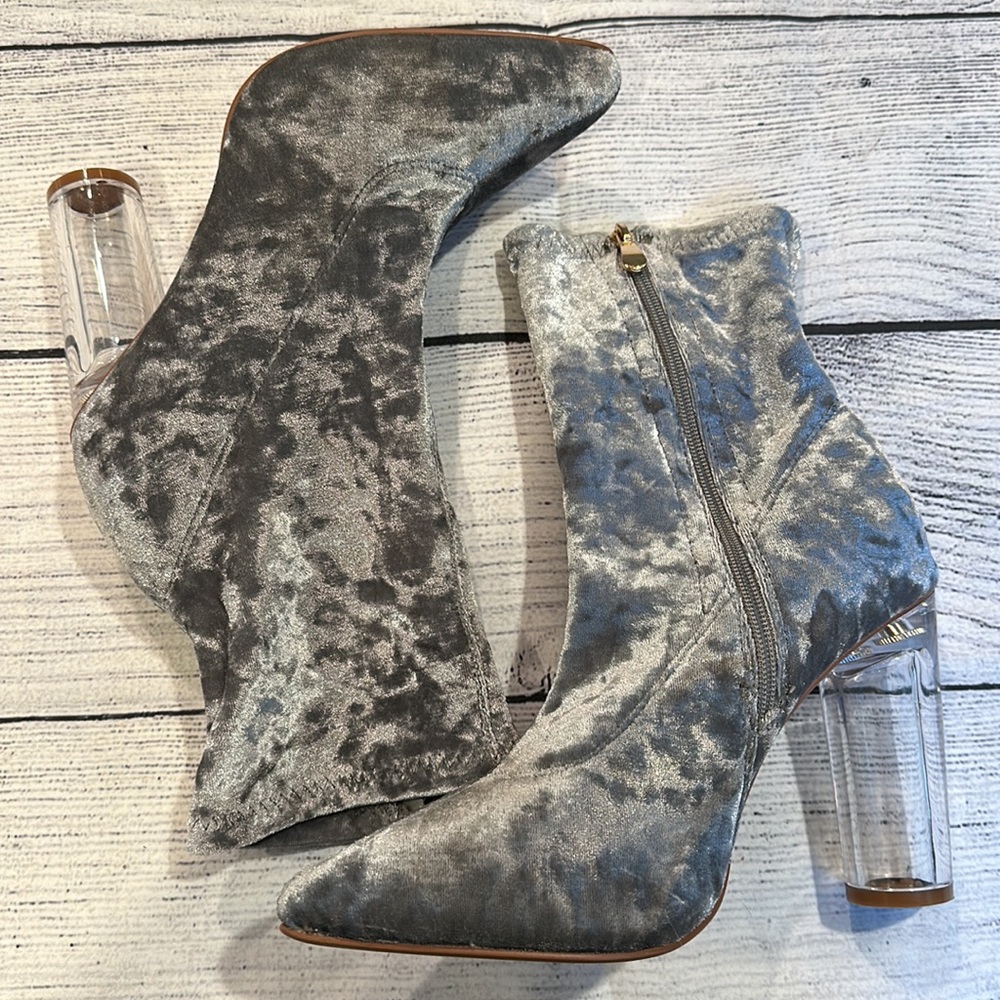 Lovmark Crushed Velvet Boots w/Lucite Heel • See Listing for Size